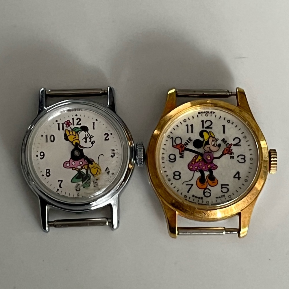 Two vintage adorable Minnie Mouse watches.  They are not in working order.